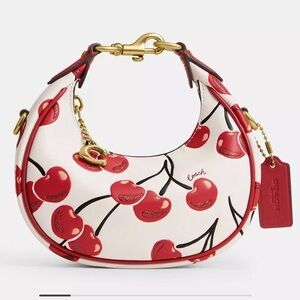 Coach Cherry Print Shoulder Bag in White and Red. #2